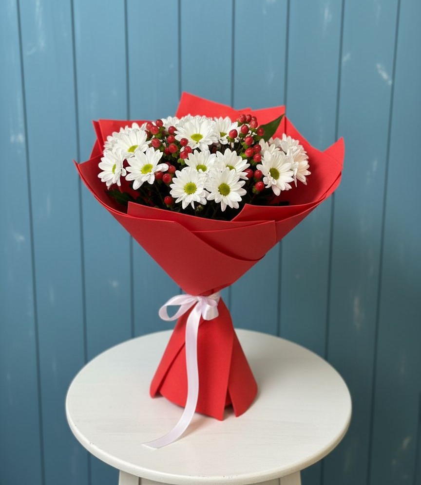 Букет ягоды на снегу в Петрозаводске Букет цветов из: Хризантемы в Петрозаводске