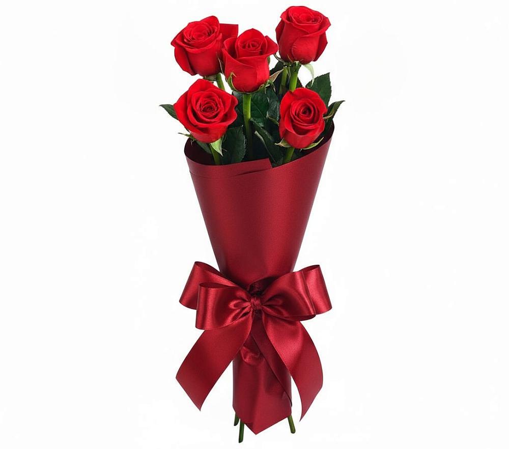 5 Красных роз Эдлесс Лав в Петрозаводске Букет 5 Красных роз Эдлесс Лав в Петрозаводске