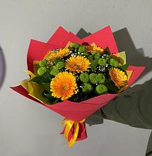 Букет восход солнца в Петрозаводске Букет цветов из:  Герберы и Хризантемы в Петрозаводске