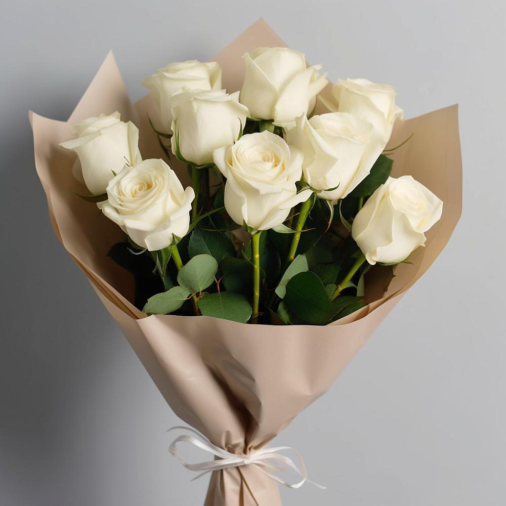 9 Белых роз Эдлесс Лав в Петрозаводске Букет 9 Белых роз Эдлесс Лав в Петрозаводске