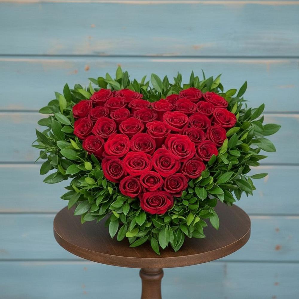 Композиция Сердце в любви в Петрозаводске Цветочная композиция из Розы в виде сердца в Петрозаводске