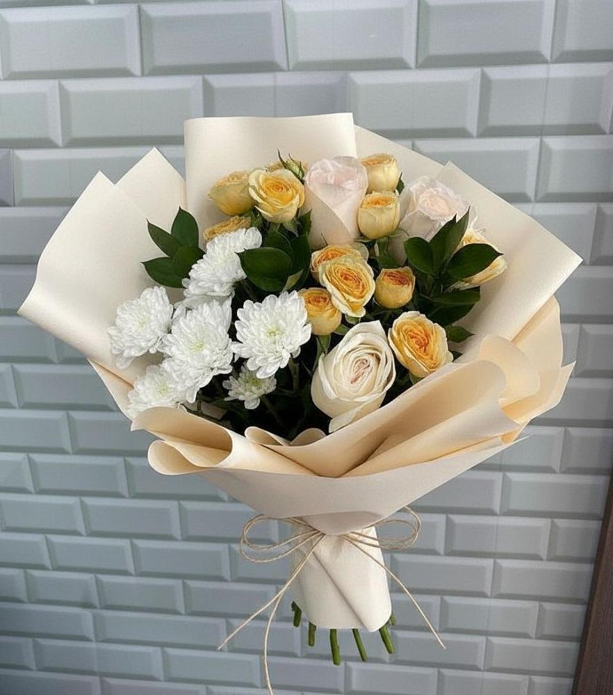 Букет цветов из: Розы и Хризантемы в Петрозаводске