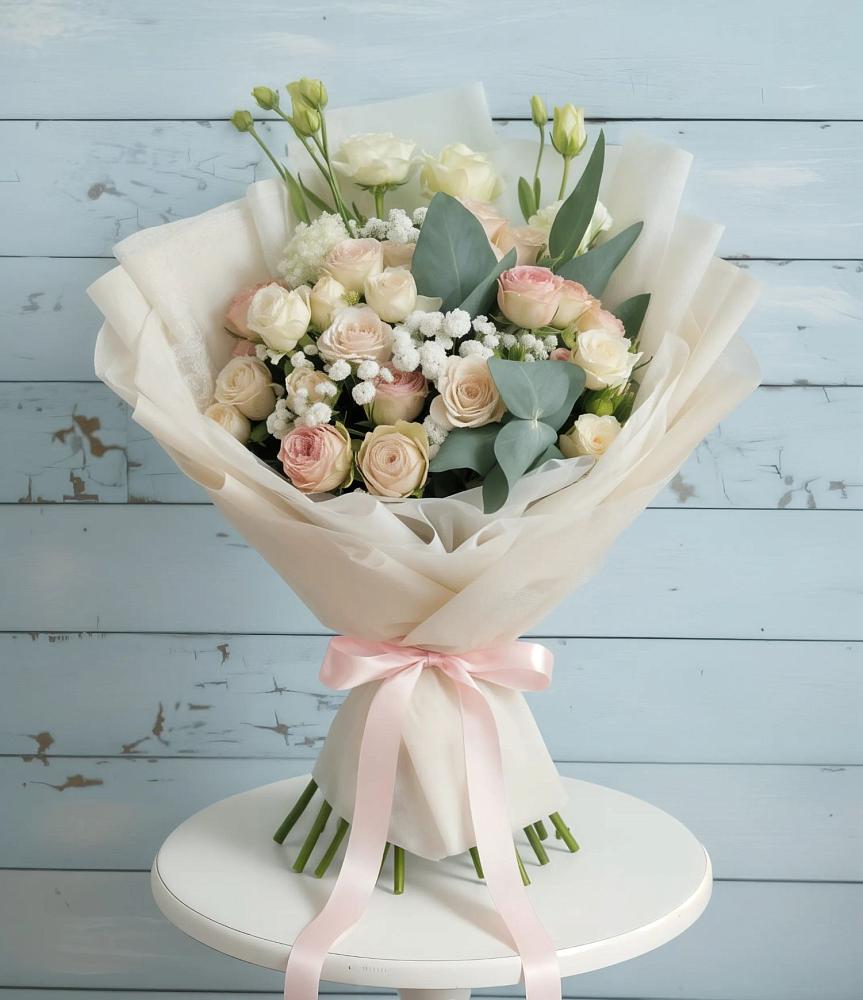 Букет Сказочное воображение в Петрозаводске Букет цветов из: Розы и Лизиантусы в Петрозаводске