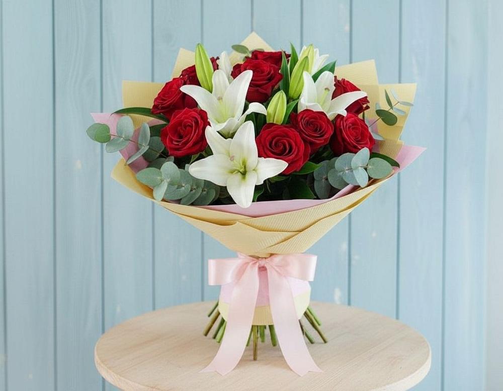 Букет цветов из: Лилии и Розы в Петрозаводске